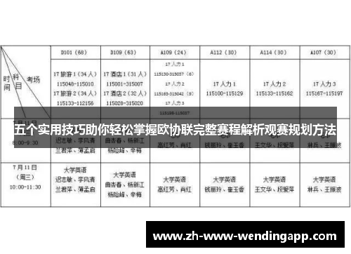 五个实用技巧助你轻松掌握欧协联完整赛程解析观赛规划方法