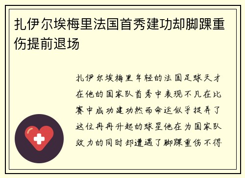 扎伊尔埃梅里法国首秀建功却脚踝重伤提前退场 扎伊尔埃梅里法国首秀建功却脚踝重伤提前退场